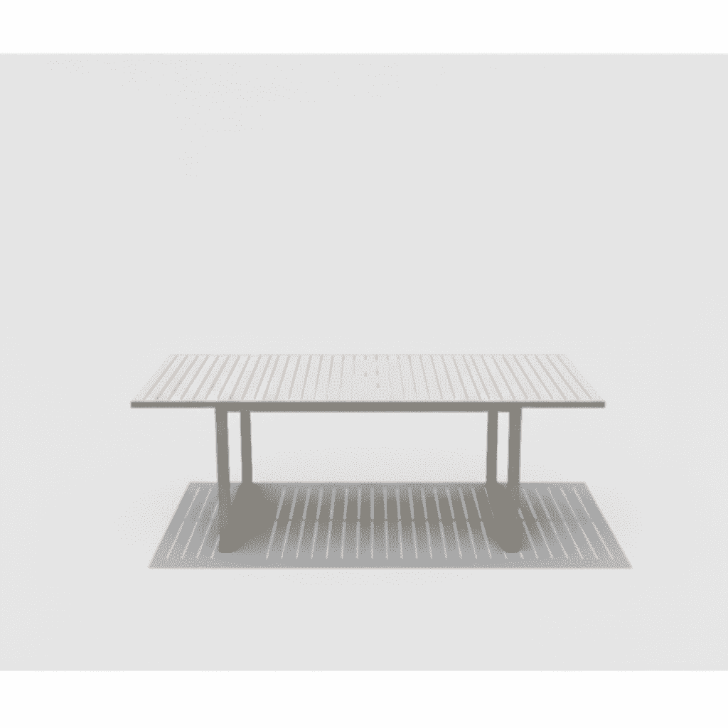 Large outdoor dining set with aluminum frame featuring a spacious table and matching chairs, perfect for outdoor gatherings.