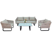 Luxurious Aluminum Frame 5-Seater Outdoor Lounge Sofa Set with Table for Garden and Balcony