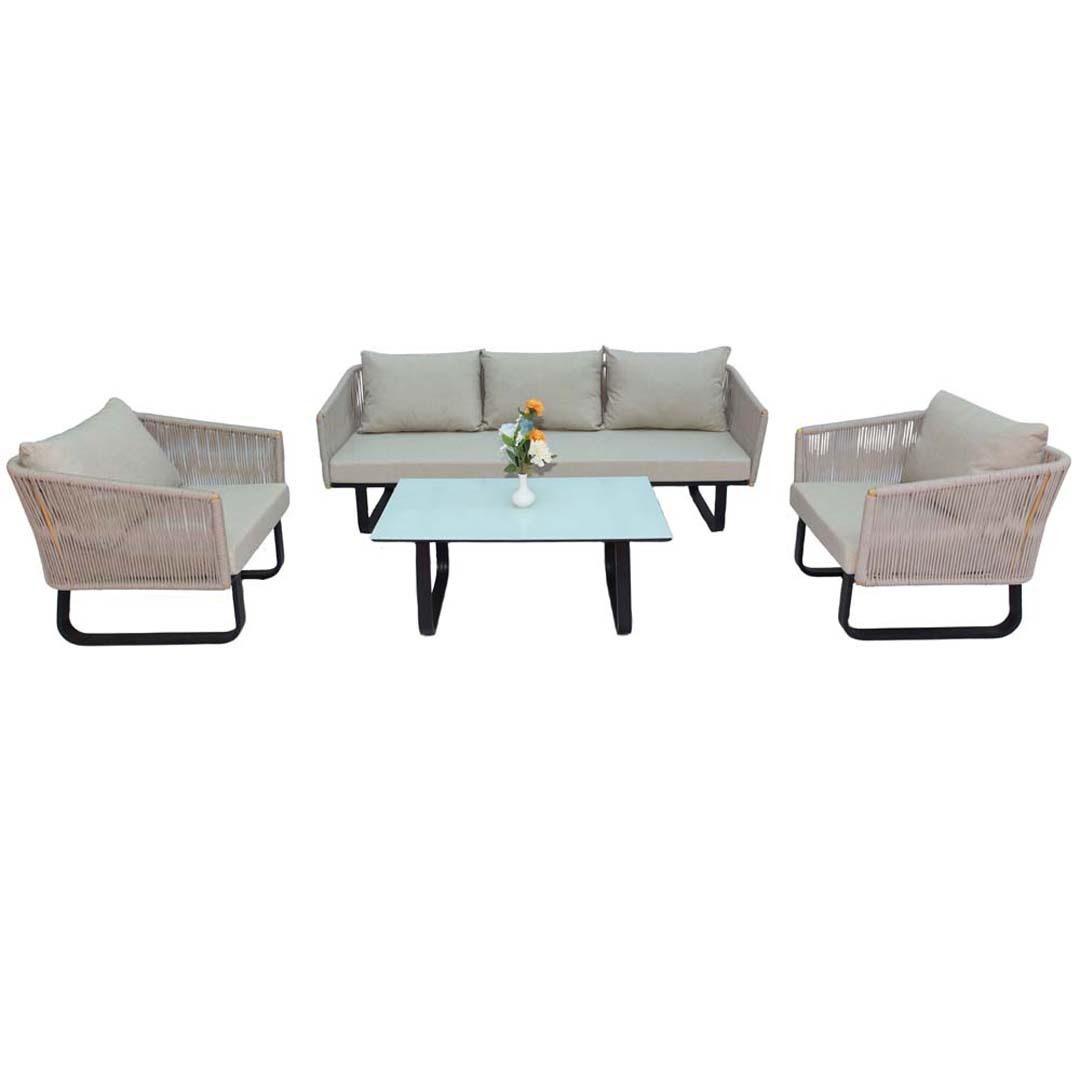 Luxurious Aluminum Frame 5-Seater Outdoor Lounge Sofa Set with Table for Garden and Balcony