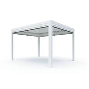 White luxury 3x4m gazebo with wind-resistant roller blinds, outdoor gazebo and pergola by The Outdoor Furniture Market.