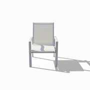 White aluminum frame patio chair with a metal base by Casa Fiora, designed for outdoor seating and comfort.