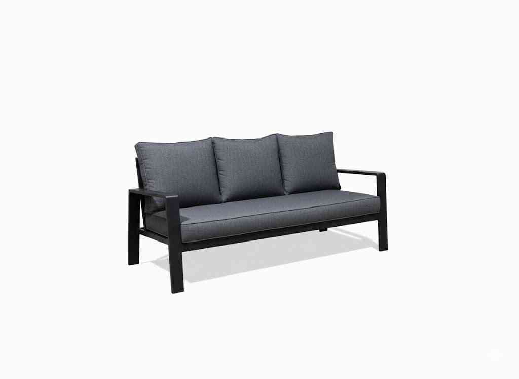 Modern 5-piece aluminum outdoor sofa set with weather-resistant cushions, perfect for patio or garden lounging.