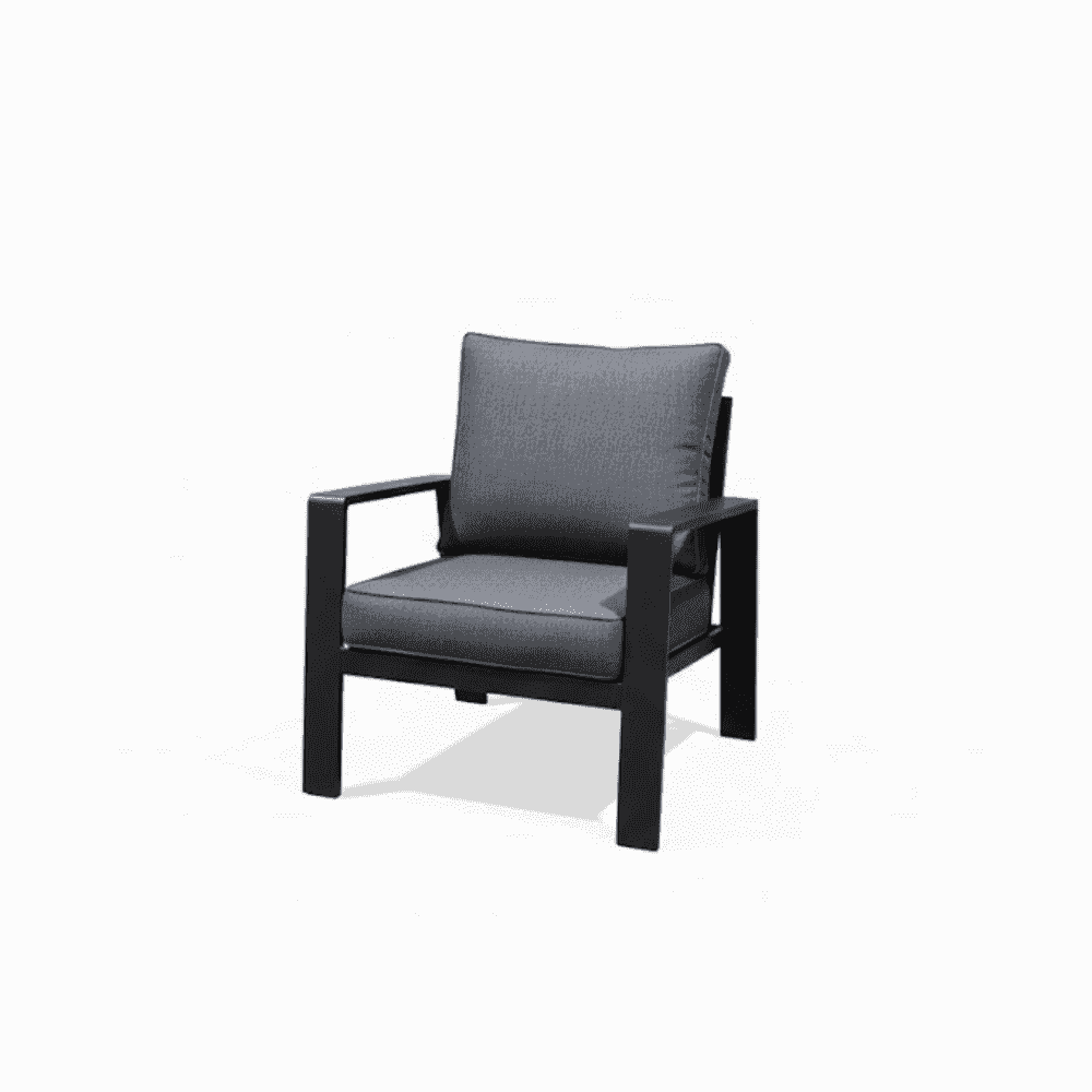 Modern 5-piece aluminum outdoor sofa set with weather-resistant cushions, featuring sleek design and durable waterproof fabric.