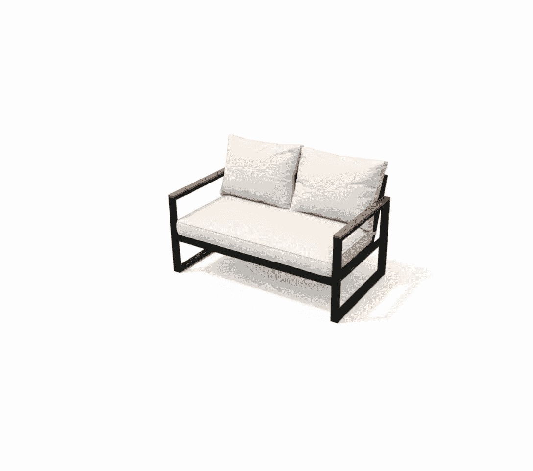 Modern 6-piece outdoor sofa set by The Outdoor Furniture Market featuring cushioned seats and a stylish patio design.