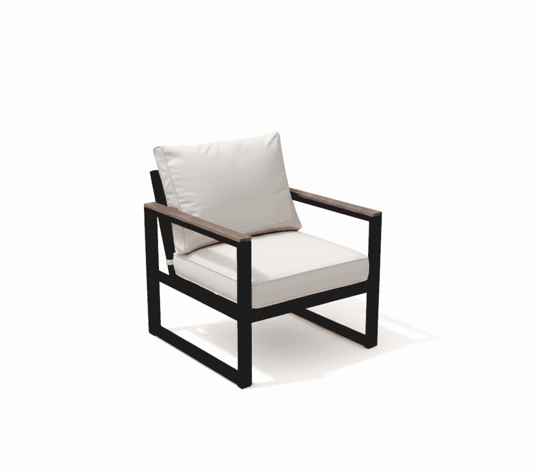 Modern 6-piece outdoor sofa set with cushioned seats and coffee table by The Outdoor Furniture Market, perfect for patio lounging.