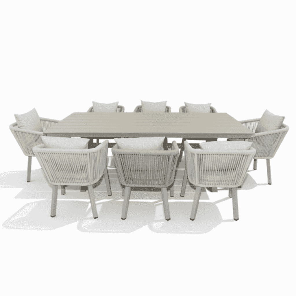 Modern 8-Person Aluminum Patio Dining Set with Comfort Cushions - The Outdoor Furniture Market