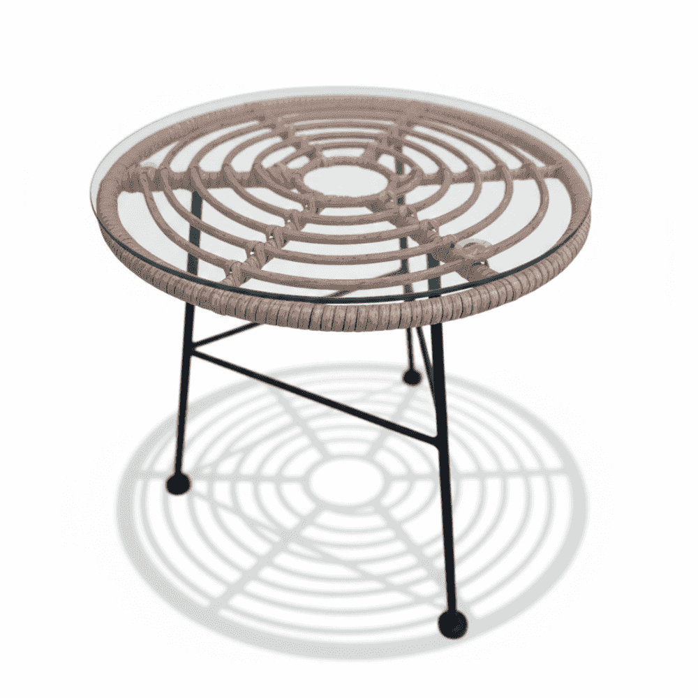Modern glass-top accent table by The Outdoor Furniture Market with sleek, minimalist design suitable for any space.