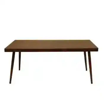 Modern outdoor aluminum table with WPC top, featuring sleek design and durable construction for patio or garden use.