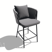 Modern outdoor bar chair by The Outdoor Furniture Market featuring sleek metal frame and comfortable seat for patio use.