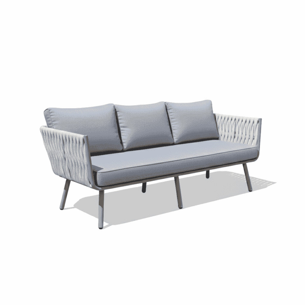 Modern outdoor lounge set featuring a comfortable patio sofa and stylish coffee table from The Outdoor Furniture Market.