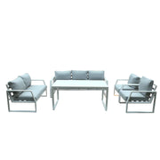 Casa Fiora 7-Seater White Aluminum Outdoor Sofa Set – Modern Patio & Garden Lounge - The Outdoor Furniture Market 