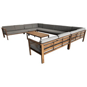 Luxury Outdoor U-Shaped Sofa Set – Aluminum Frame with Wood-Finish - Weather-Resistant Cushions