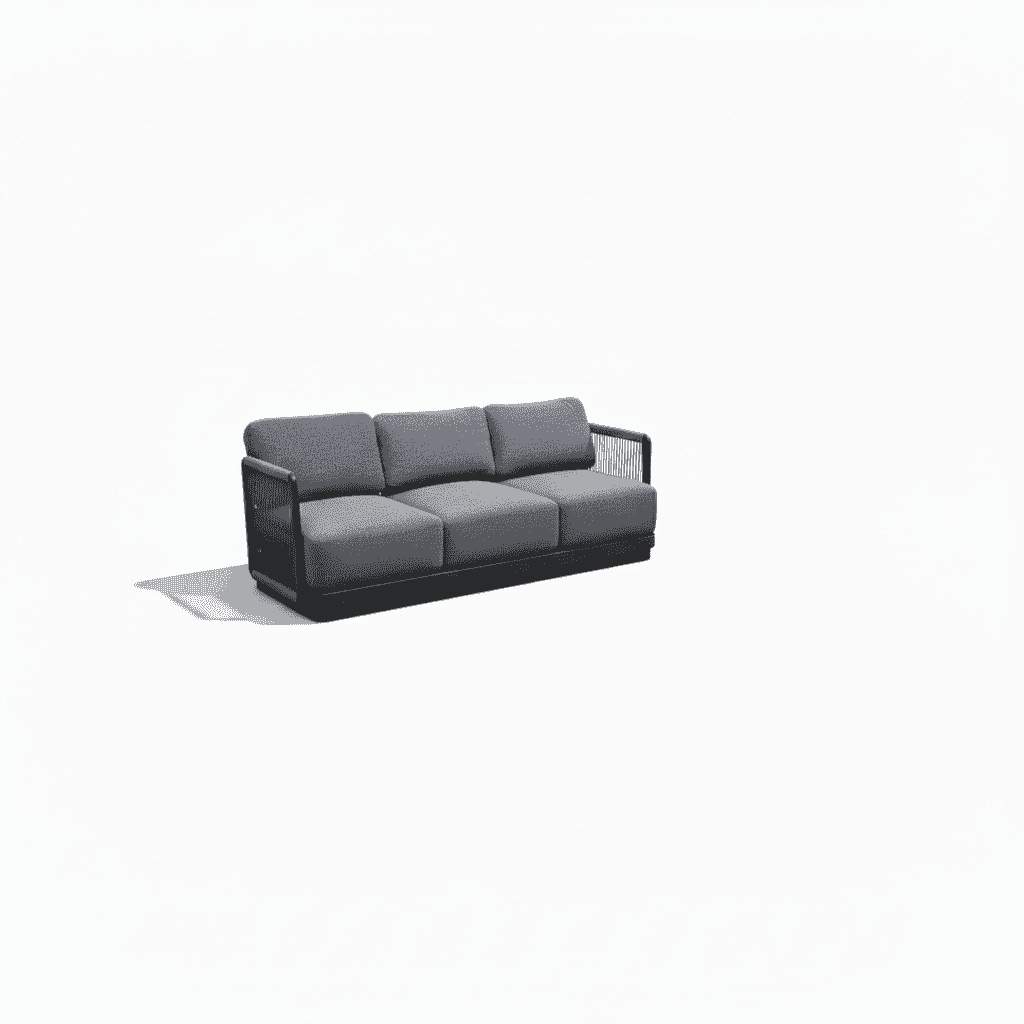 Grey aluminum 7-seater rope lounge set by , featuring spacious seating and modern design for outdoor use.