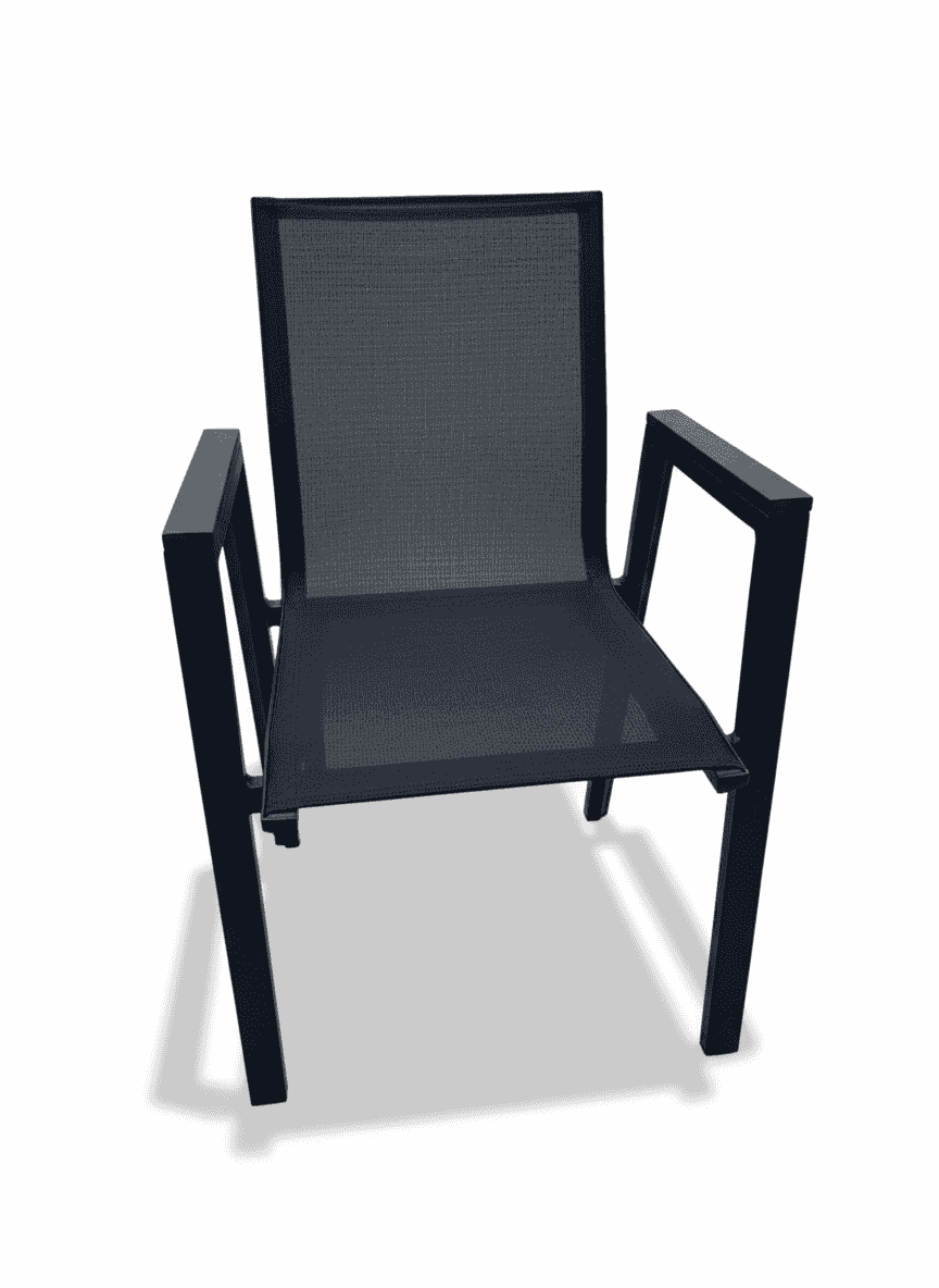 Weather-resistant outdoor aluminum dining chair by The Outdoor Furniture Market, featuring a sleek design and durable construction.