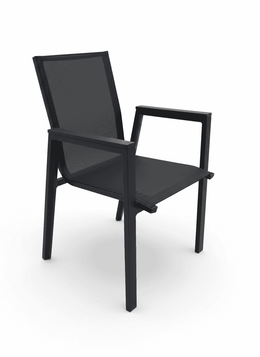 Weather-resistant outdoor aluminum dining chair from The Outdoor Furniture Market, featuring a sleek design and durable construction.