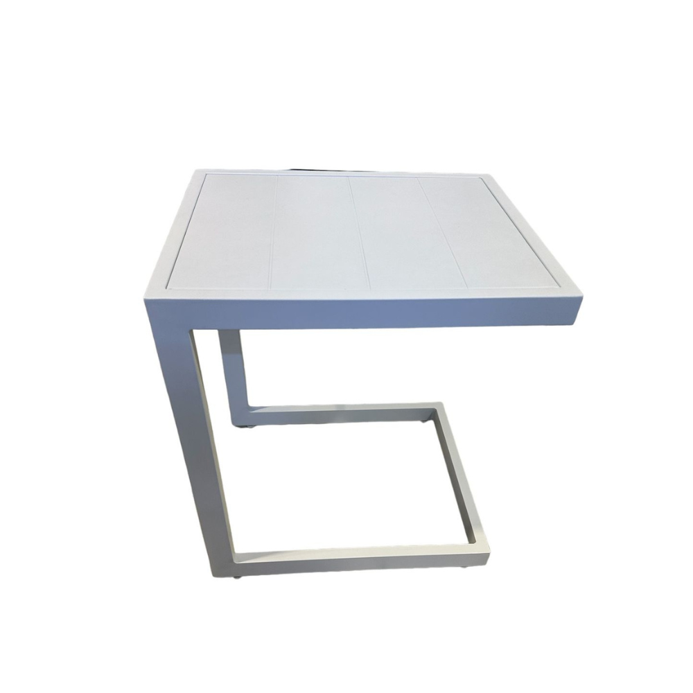 Modern white square outdoor side table from The Outdoor Furniture Market