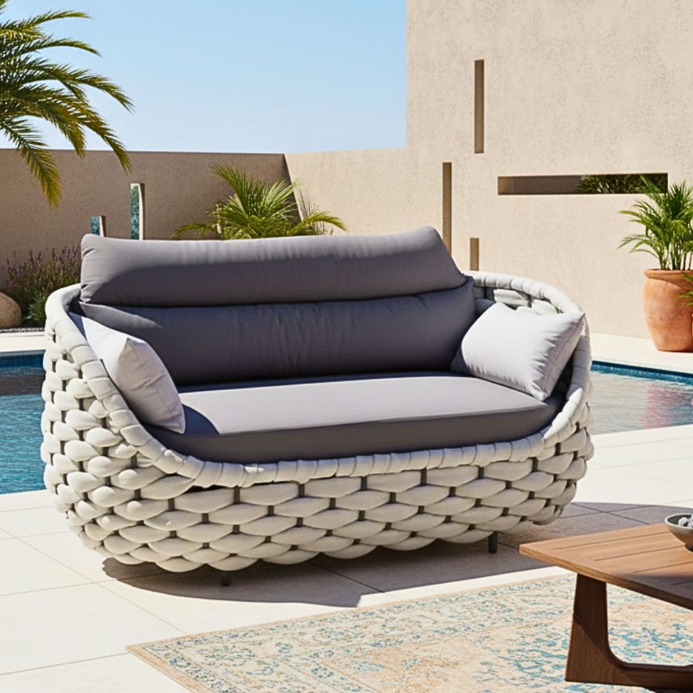Outdoor Comfort Rope Articles Leisure Terrace Chair Garden Sofas Set for Villa Hotel - 2 Seater