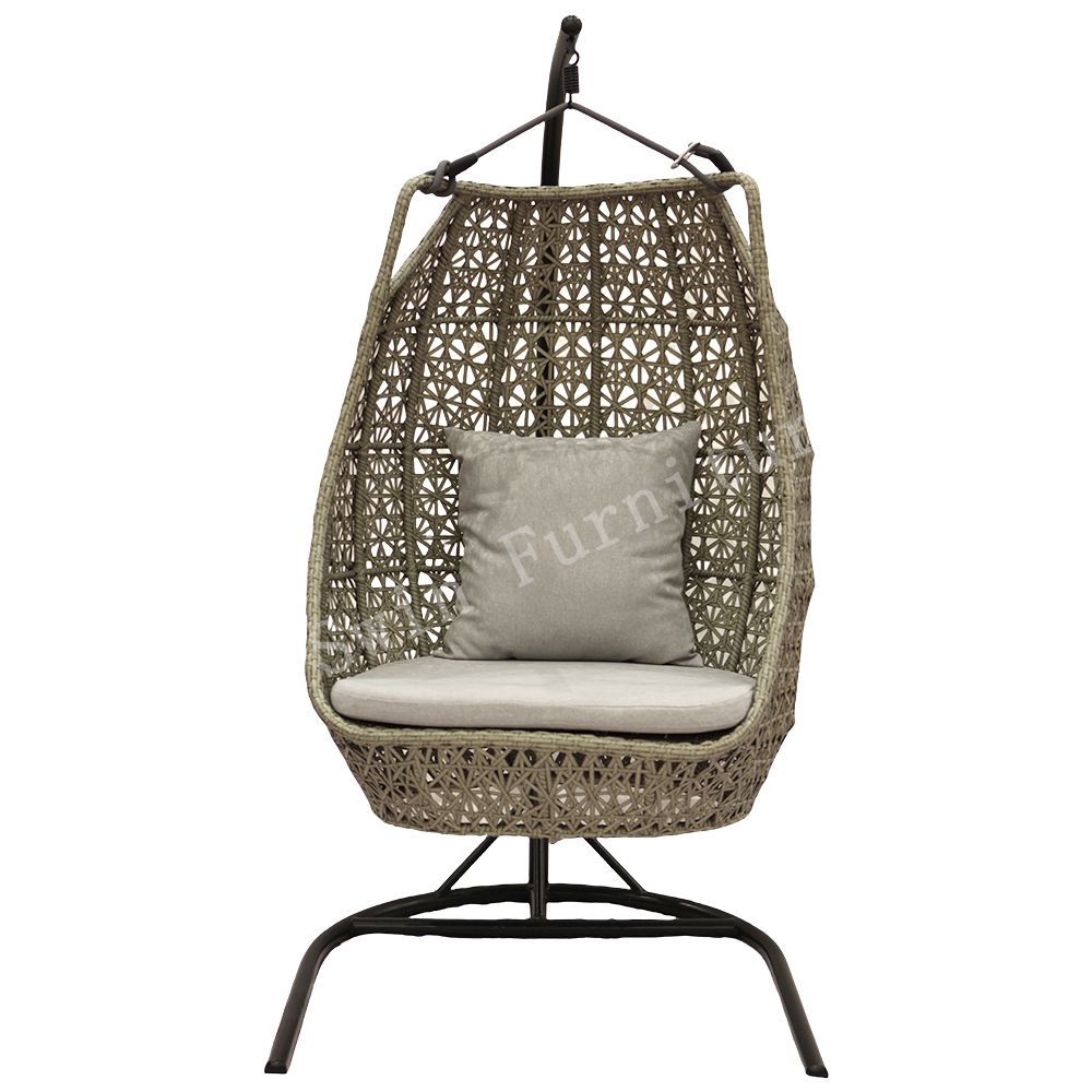 Outdoor Comfortable Swing Chair Home Balcony Hanging Khaki Basket Wicker Chair Swing