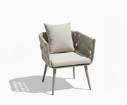 Outdoor Dining Chair - Aluminum Frame with Rope Weaving & Cushion, Khaki - The Outdoor Furniture Market