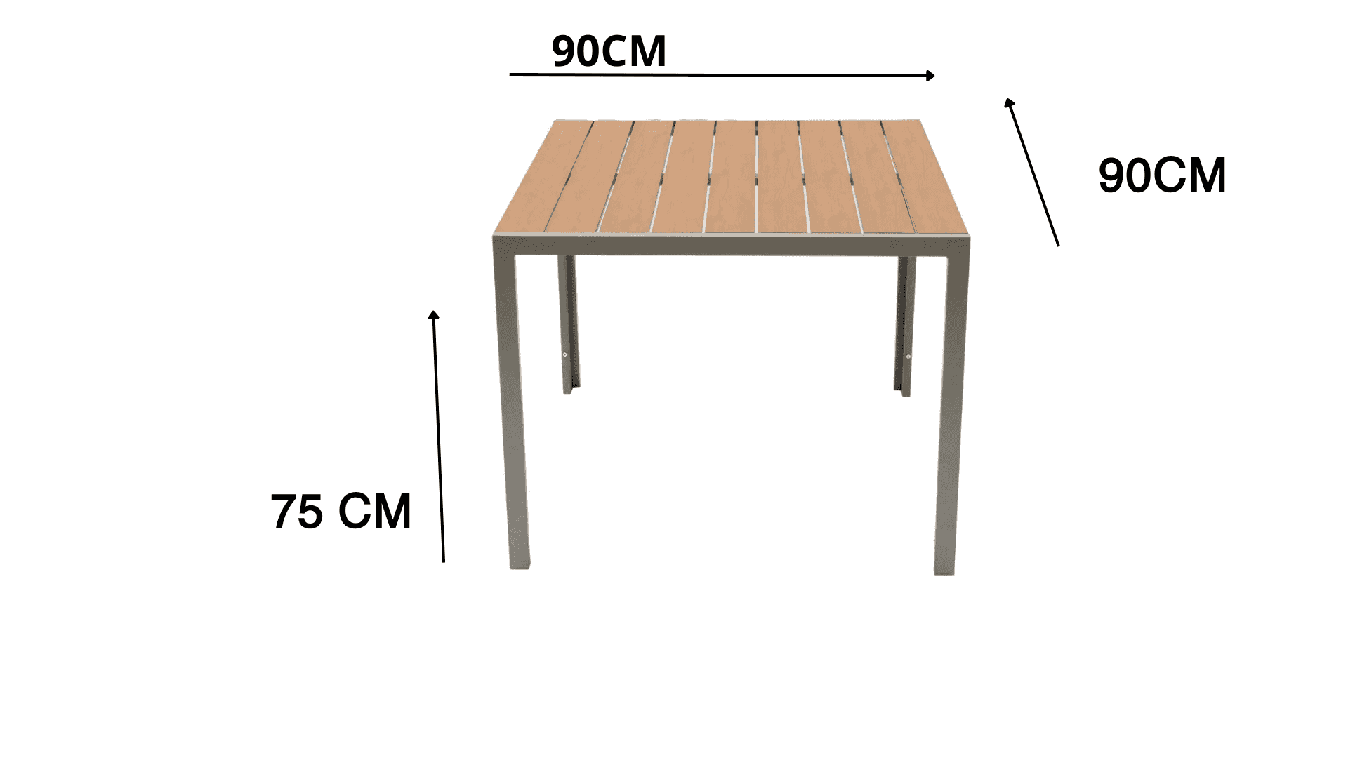 Outdoor aluminum PVC patio dining table from The Outdoor Furniture Market, perfect for outdoor dining and patio gatherings.