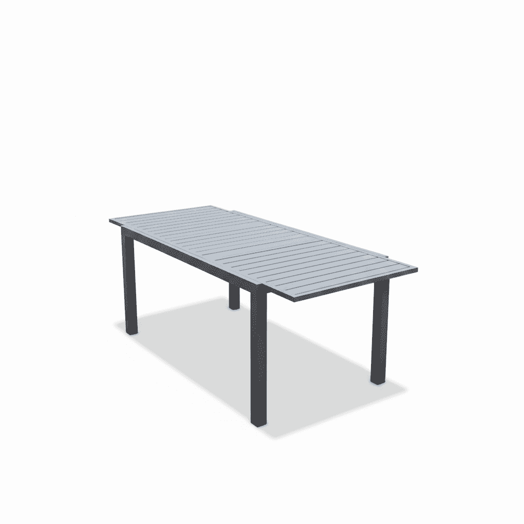 Outdoor dining set with table and chairs featuring wood-look armrests, ideal for outdoor meals and gatherings.