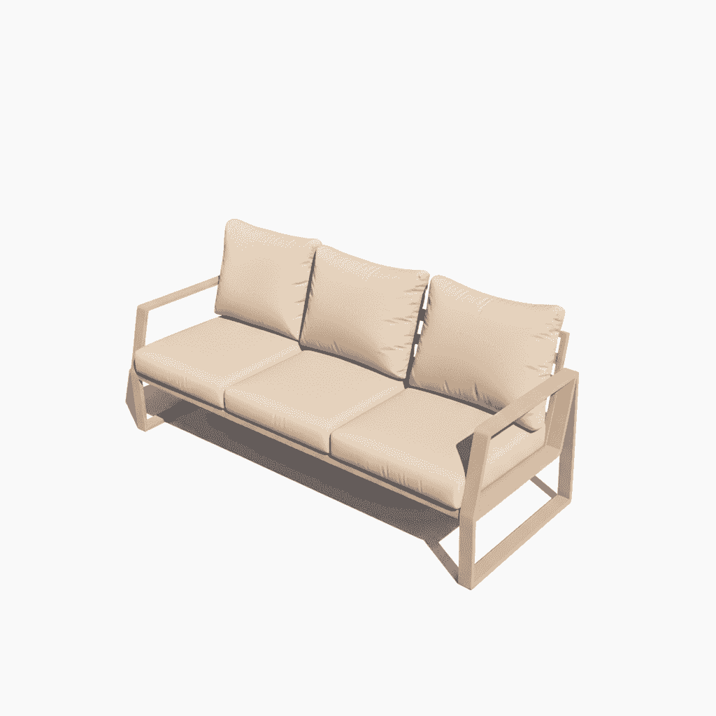 Beige 7-seater aluminum outdoor garden sofa set with cushions, stylish and comfortable for outdoor patio lounging.