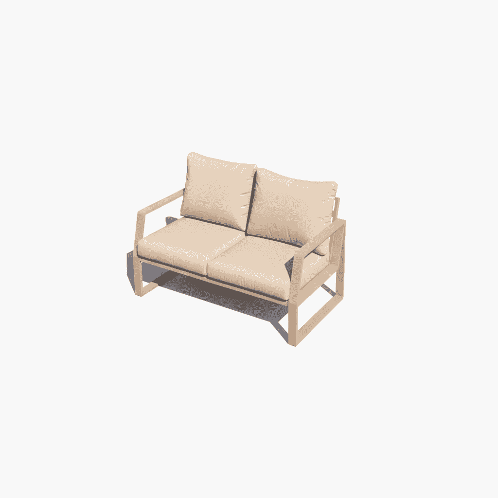 Beige 7-seater aluminum garden sofa set from The Outdoor Furniture Market, featuring a modern outdoor patio design.