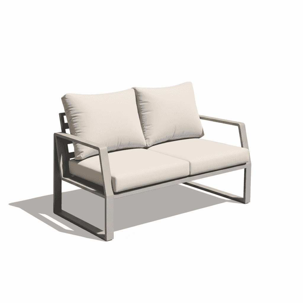 Aluminum 7-seater garden sofa set in khaki from The Outdoor Furniture Market, featuring cushioned seats and outdoor-friendly design.
