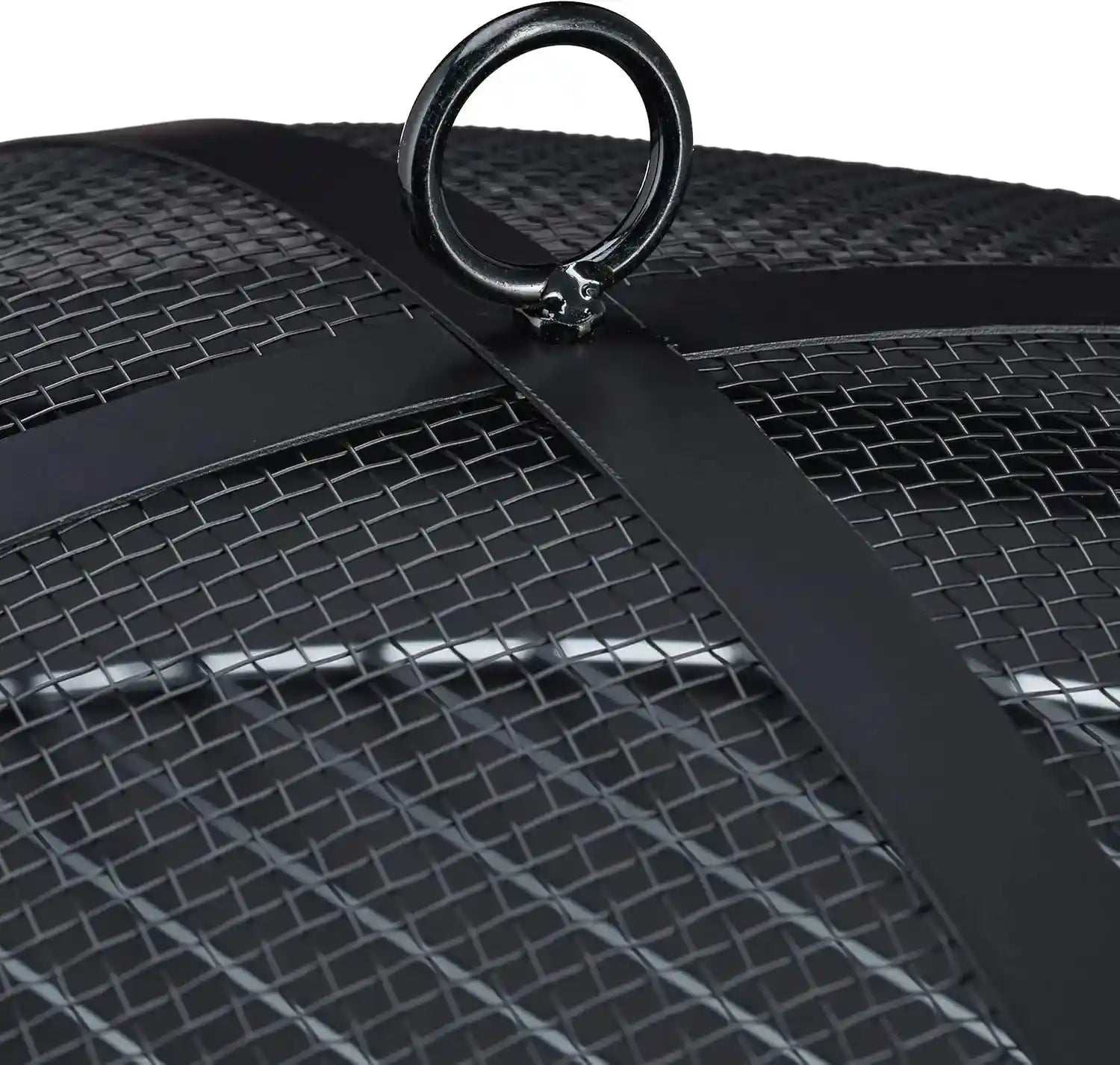 Round outdoor fire pit BBQ grill, 76cm, set up on a patio, ready for cooking and heating.