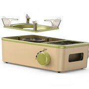DaytoDay outdoor portable butane gas camping stove with powerful flame, green color, ideal for camping and outdoor cooking.