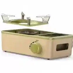 Green outdoor portable butane gas camping stove with powerful flame, ideal for camping and outdoor cooking by daytoday.
