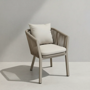 Modern Patio Outdoor Aluminum And Rope Dining Chair with Cushions Grey