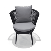 Outdoor Rope-Weave Lounge Chair by The Outdoor Furniture Market, modern weather-resistant outdoor seating with plush cushions.