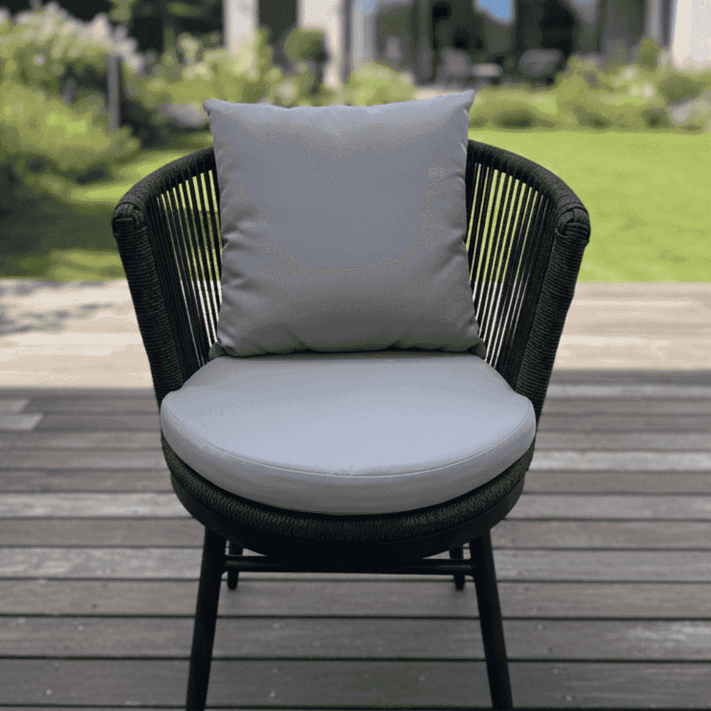 Outdoor Rope-Weave Lounge Chair by The Outdoor Furniture Market, modern design with weather-resistant, comfortable seating.