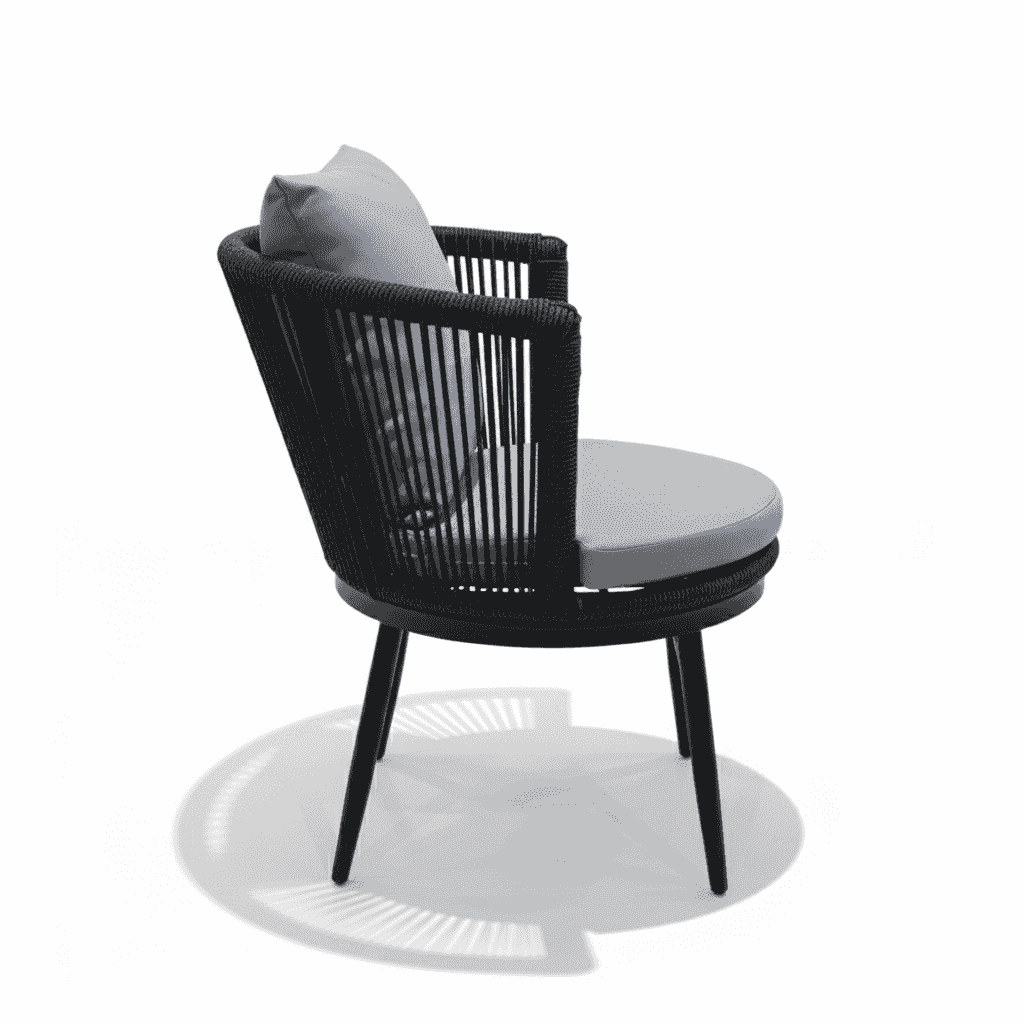 Outdoor rope-weave lounge chair by The Outdoor Furniture Market, modern design, weather-resistant, and comfortable for outdoor spaces.
