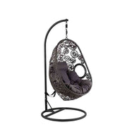 Outdoor hanging swing chair by The Outdoor Furniture Market, featuring a comfortable woven seat and sturdy frame for outdoor relaxation.