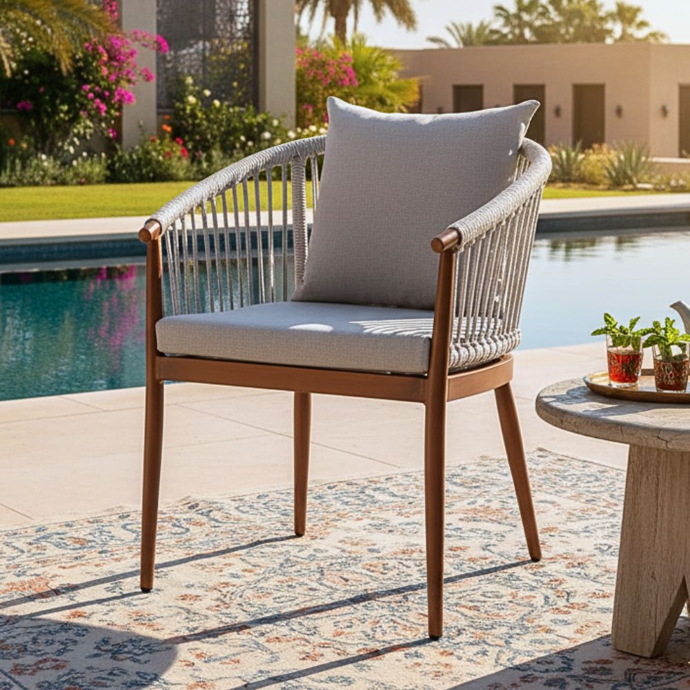 Patio Aluminium Chair With Cushion Gray