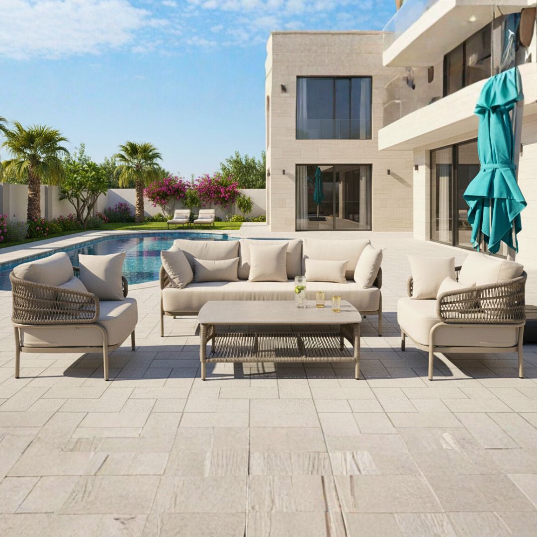 Patio Lounge Sofa Set – 5-Seater with Comfy Cushions