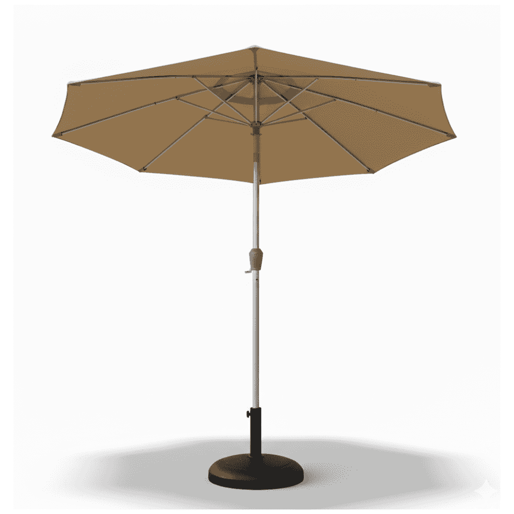 Outdoor patio umbrella with a sturdy metal base from The Outdoor Furniture Market, ideal for providing shade in outdoor spaces.