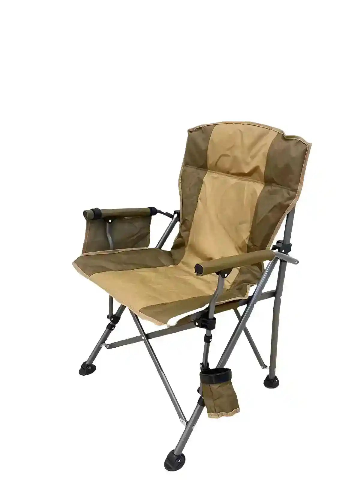 Portable camping folding chair with cup holder and carry bag by The Outdoor Furniture Market, lightweight and easy to transport.
