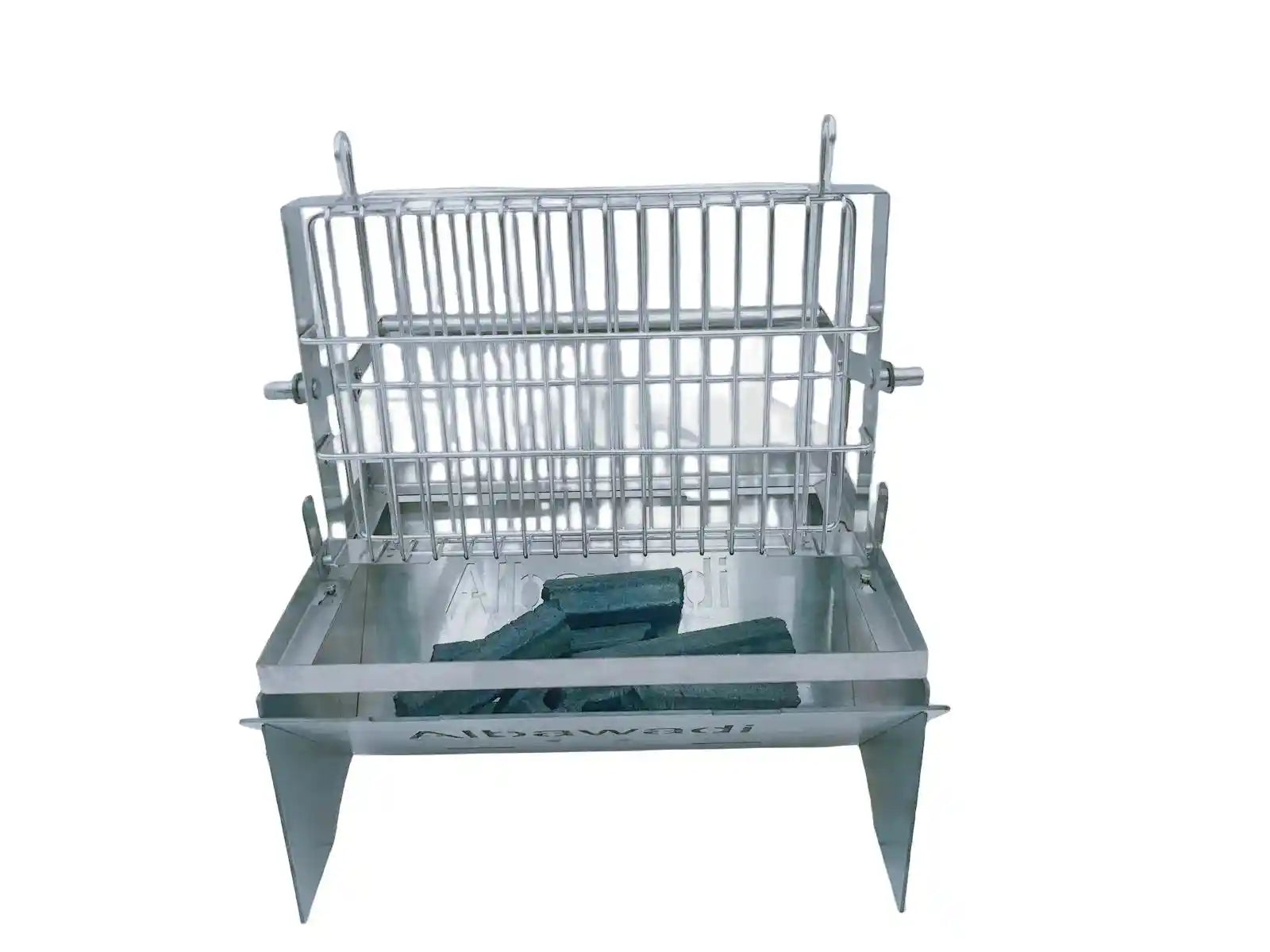 Portable charcoal BBQ stove with carrying handle, compact outdoor cooking grill by The Outdoor Furniture Market.