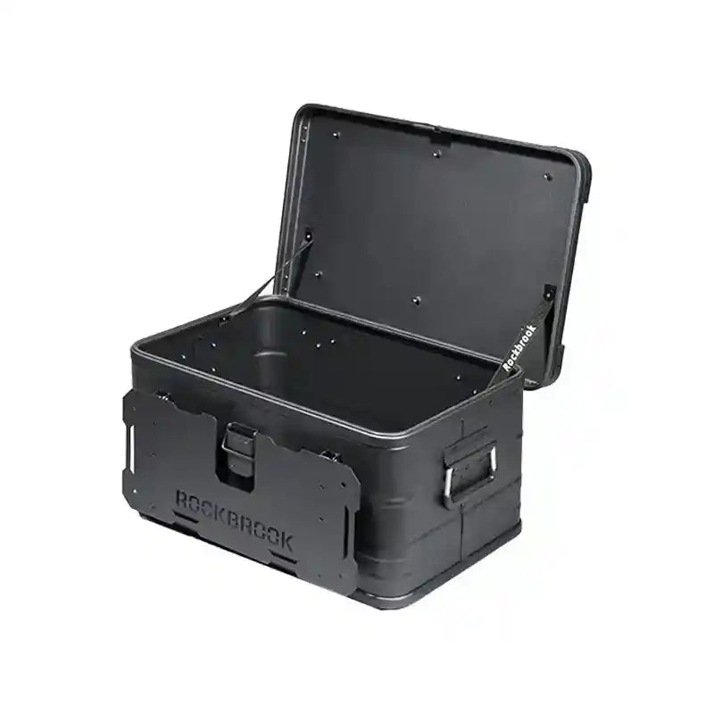 Black portable foldable camping table with multi storage box and stand, ideal for outdoor activities and camping setups.