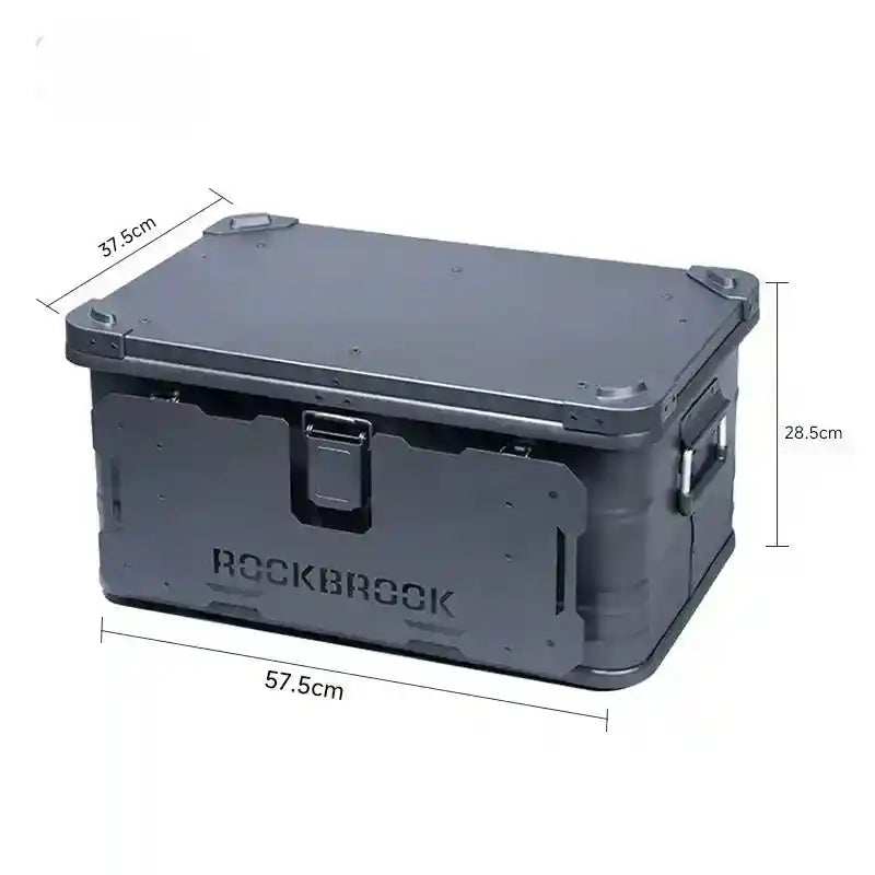 Black portable foldable camping table with integrated multi-storage box and stand, ideal for outdoor outdoor activities.