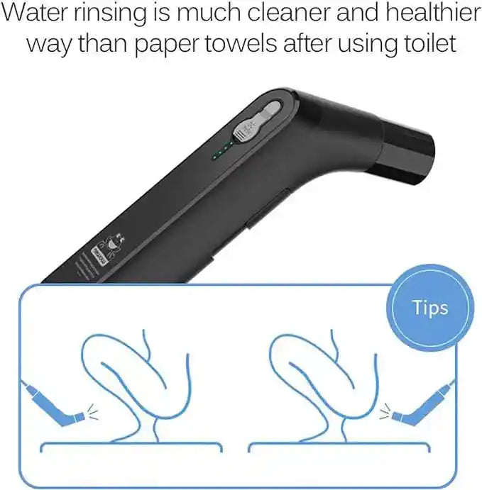 Portable Shattaf travel bidet sprayer with 2.3L water container for hygiene cleaning, ideal for travel and outdoor use.