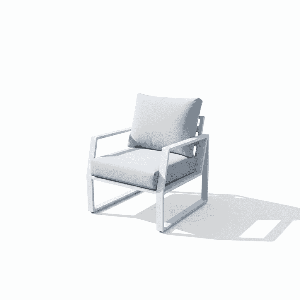 White 7-seater outdoor sofa set with plush cushions and aluminum frame from The Outdoor Furniture Market, perfect for patio seating.