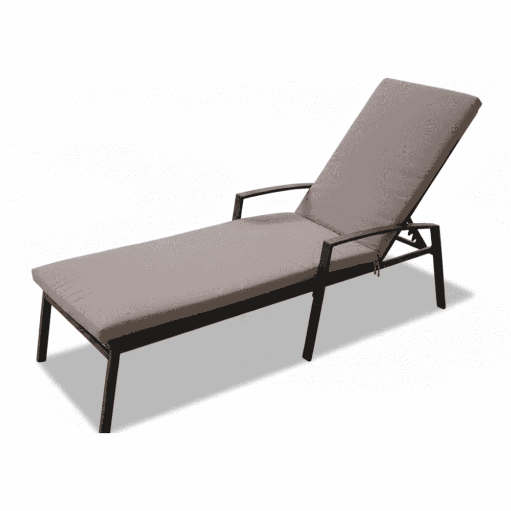 Premium aluminum outdoor sunbed with adjustable backrest and weather-resistant cushion for relaxing outdoor lounging.