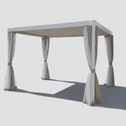 Weather-resistant beige pergola with aluminum frame, 3x4 m size, featuring beige curtains for outdoor shade and style.