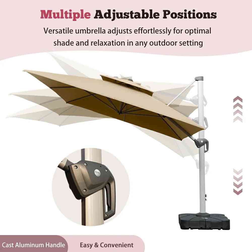 Beige square cantilever patio umbrella by The Outdoor Furniture Market, 3m outdoor umbrella for shade and outdoor comfort