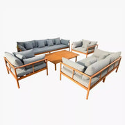 Premium 7-seater outdoor lounge sofa set by The Outdoor Furniture Market with aluminum frame and cushions for patio relaxation.