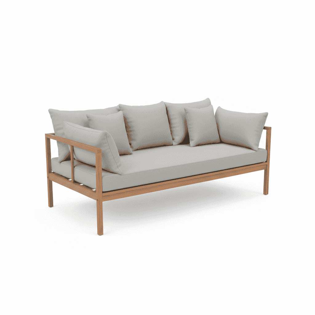 Seven-seater outdoor lounge sofa set with cushions from The Outdoor Furniture Market, made of durable aluminum patio furniture.